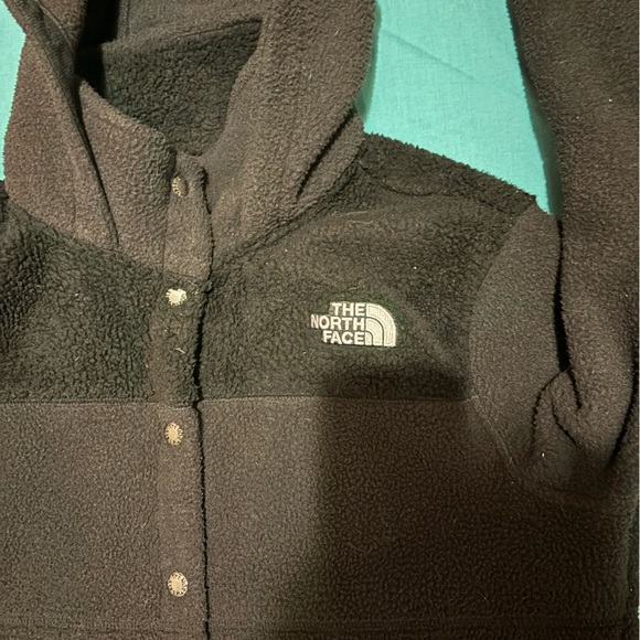 The north face fleece button up snap button jacket with hood size women’s M - Picture 5 of 6